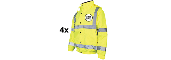 4 x Hi-Vis Bomber Jacket + FREE Logo