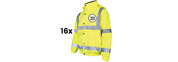 16 x Hi-Vis Bomber Jacket + FREE Logo