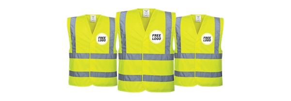 50 x Best Value Hi-Vis Vests + FREE Logo