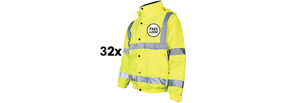 32 x Hi-Vis Bomber Jacket + FREE Logo